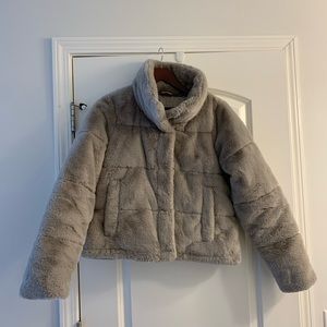 Abercrombie and Fitch Faux Fur Mini Puffer Jacket